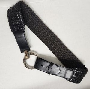 Brighton Woven Hook Buckle French Sling Wide Leather Belt